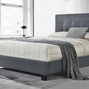 Melton Bed - Double Linen Fabric Dark Grey