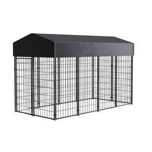 P&P Black Outdoor Dog Kennel with Roof(L)
