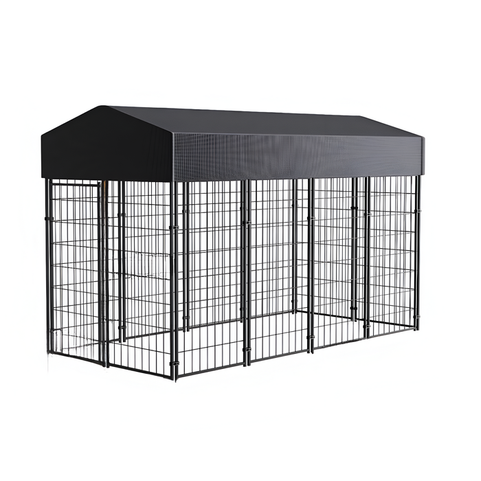 P&P Black Outdoor Dog Kennel with Roof(L)