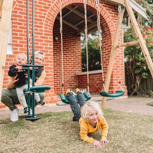 Lifespan 3 Station Timber Forde Swing Set Bunnings Australia