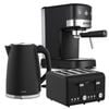 Pronti Breakfast Set with 1.25L Coffee Machine, Silver Noir Toaster & Kettle