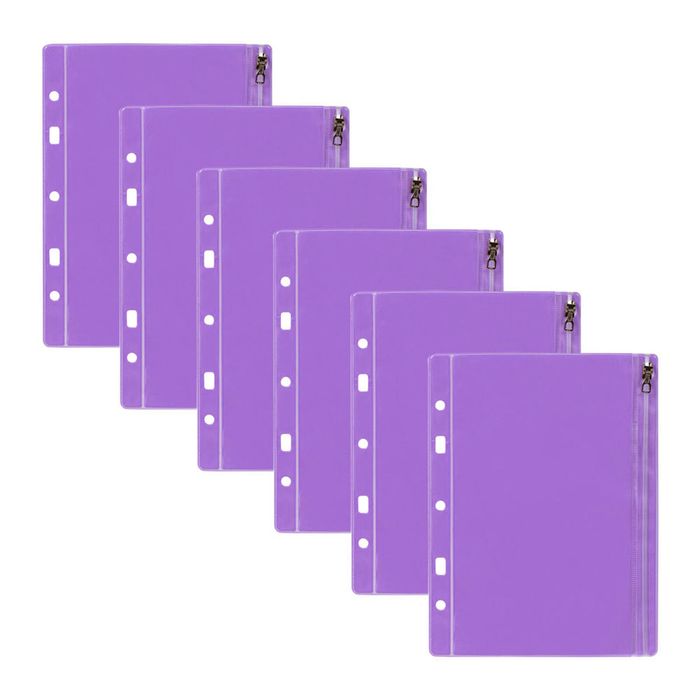 6pc Colourhide Bindermate A5 Pencil Case Insert Organiser For Binders Purple