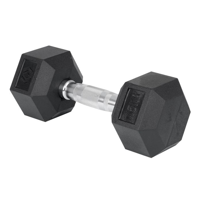 Ultimate 298 x 124 x 107mm 7.5kg Black with Chrome Handle Hex Dumbbell