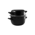 Urban Style Round Enamel 19cm Mussel Pot Cookware - Black