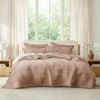 3pc Renee Taylor Blake Velvet Coverlet Cotton Bed Sheet Set Wood Super King