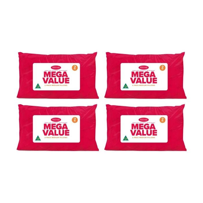 4x 2pc Tontine Mega Value Medium Height and Softness Pillows Standard
