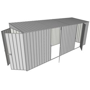 Build-a-Shed 1.5 x 5.2 x 2m Dual Single Hinged Side Door Skillion Shed - Zinc