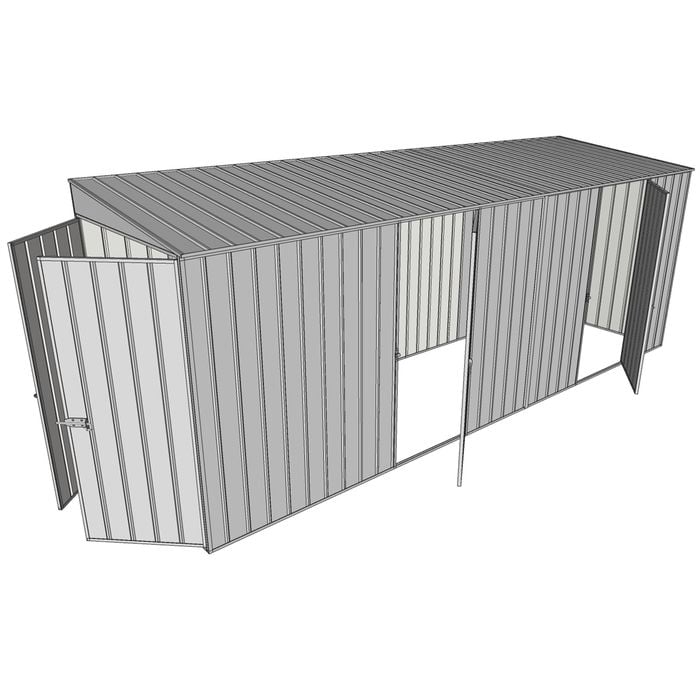Build-a-Shed 1.5 x 5.2 x 2m Dual Single Hinged Side Door Skillion Shed - Zinc