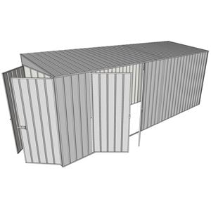 Build-a-Shed 1.5 x 5.2 x 2m Double Hinged Side Door Skillion Shed - Zinc