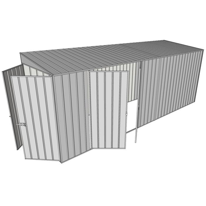 Build-a-Shed 1.5 x 5.2 x 2m Double Hinged Side Door Skillion Shed - Zinc