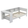 Artiss White Single Solid Wood Corner Platform Bed Frame with Built-in Desk USB-C Charging Station