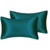 Catzon 2 Pcs Luxury Silky Satin Pillowcases with Zipper for Hair and Skin 50X66cm-Peacock Blue