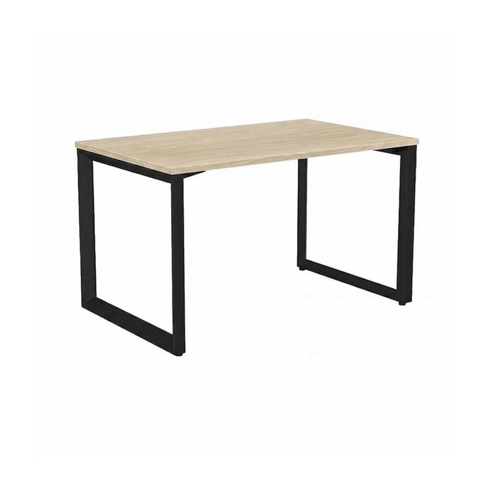 Olg Anvil Single Black Frame Nordic Maple Top Scallop Office Desk L1800mm X W750mm