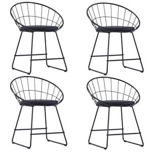 vidaXL Dining Chairs with Faux Leather Seats 4 pcs Black
