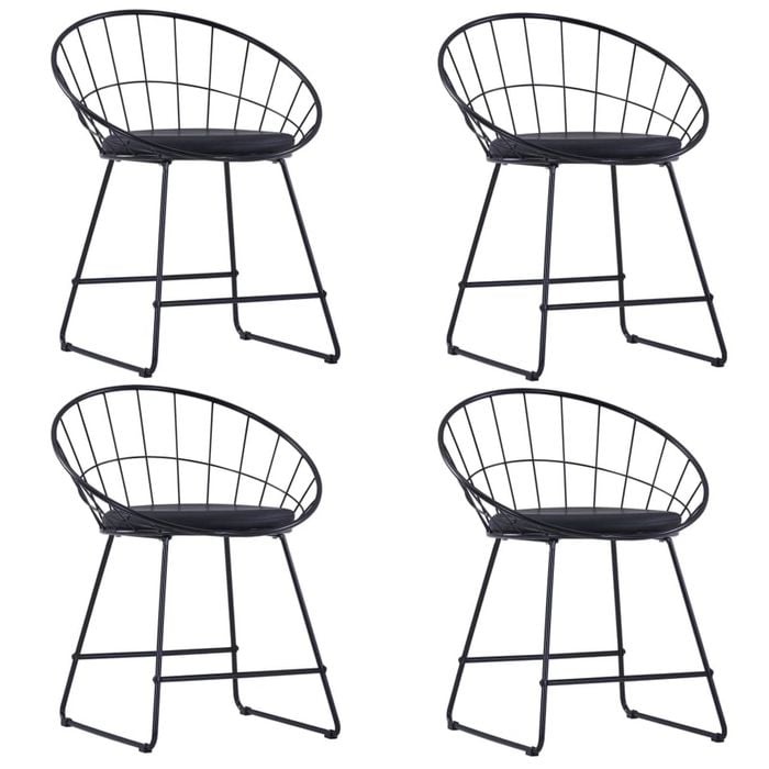 vidaXL Dining Chairs with Faux Leather Seats 4 pcs Black