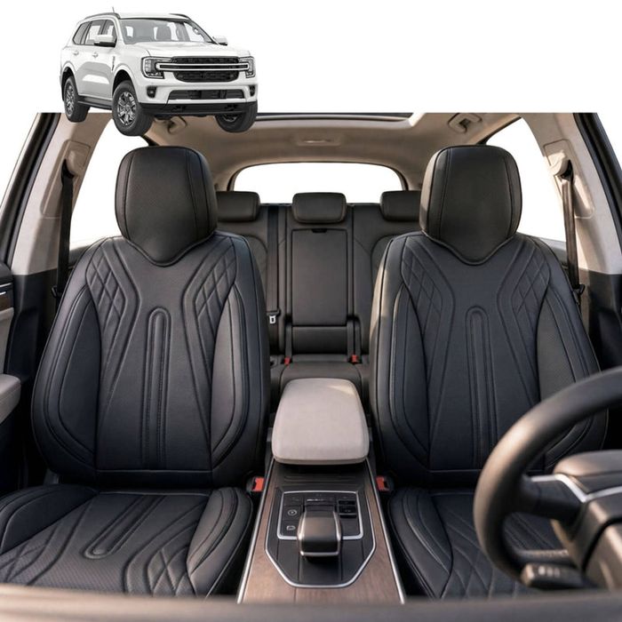Australian Goose Front Seat Covers for Ford Everest 2022 - Current (UB) - PU Leather, Black (2pc)