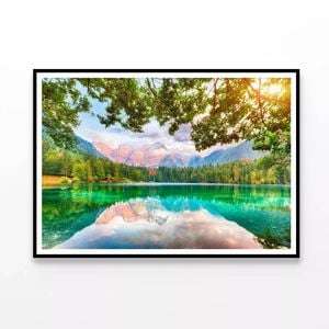 Fusine Lake with Mountains  Print 100% Australian Made 90x60cm  (Poster)