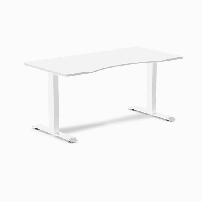 Desky Fixed Height White Ergo Edge Desk 150x75cm White Leg