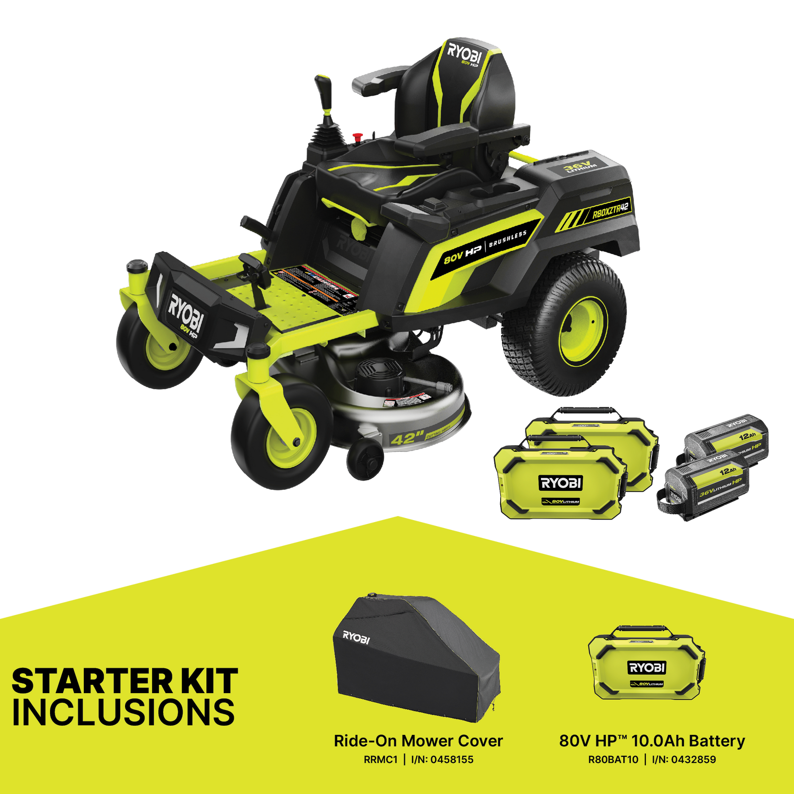 Ryobi 80V HP™ 42” ZT Ride-On Mower Bonus Battery Cover Kit
