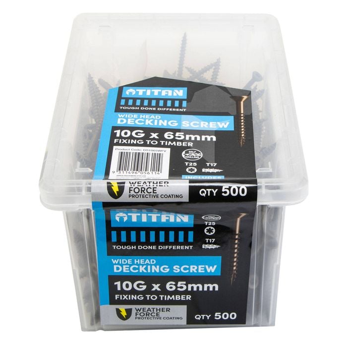 Titan 10G x 65mm Weather Force Wide Head Decking Screw - 500 Pack