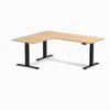 Desky L-shape Sit To Stand Sublime Teak Melamine Desk 1800x1500mm - Left Return Height Adjustable Matte Black Leg