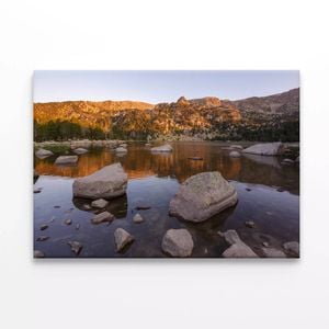 Lake Surrounded By Rocks & Trees  Print 100% Australian Made 90 x 60cm  (Stretched)