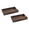 SOGA 2 Pack Large Rectangular Walnut Wood Serving Trays
