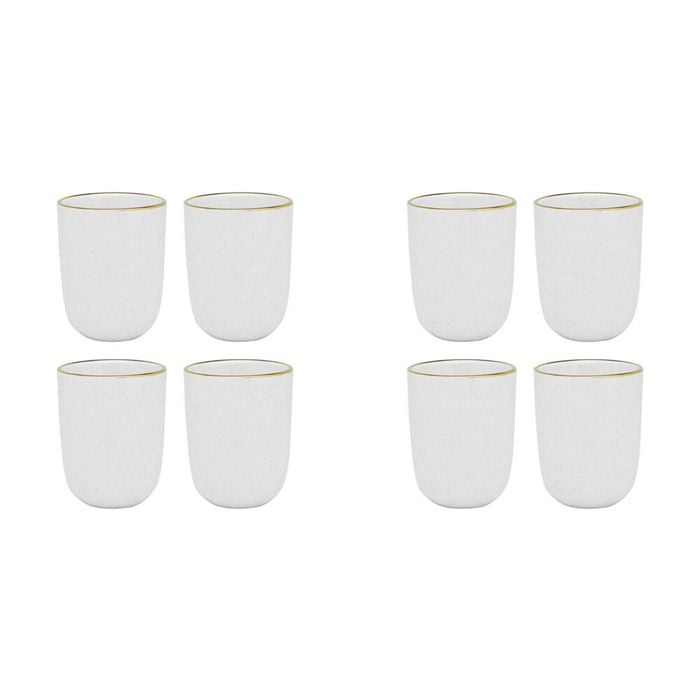 8pc Ecology Speckle Stoneware Cuddle Mug 250ml - Milk/Gold