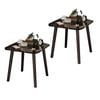 Soga 2x 40cm Black Ceramic Table Stone Pattern Black Metal Legs Compact Design