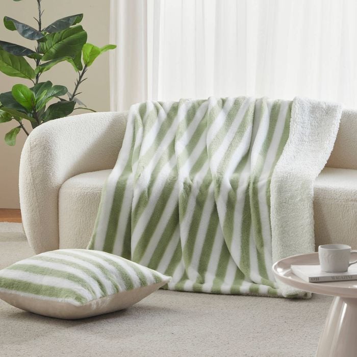 Dreamaker Linea Faux Fur Throw Olive 130x170cm