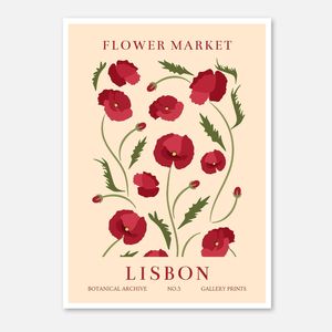 Galrie Stunning Vintage Art Print of Lisbon Flower Market - Botanical Archive No.3, Poster Only, A4 21 x 30cm (8 x 12inch)