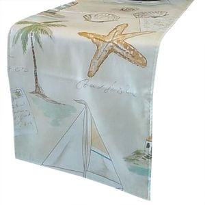 CottonMore 100% Cotton Sateen Dining Table Runner 190x31cm Starfish Pattern