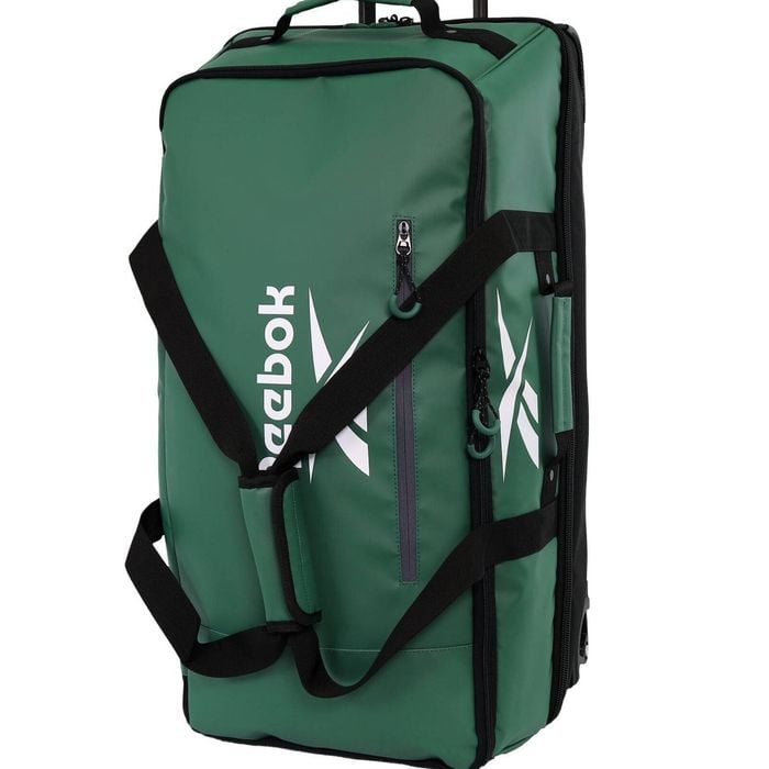 Reebok All Star Large 88l Leather Film Soft Shell Trolley Suitcase Luggage Green