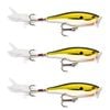 3x Rapala 9cm Skitter Pop Topwater Popper Fishing Lures - Gold Chrome