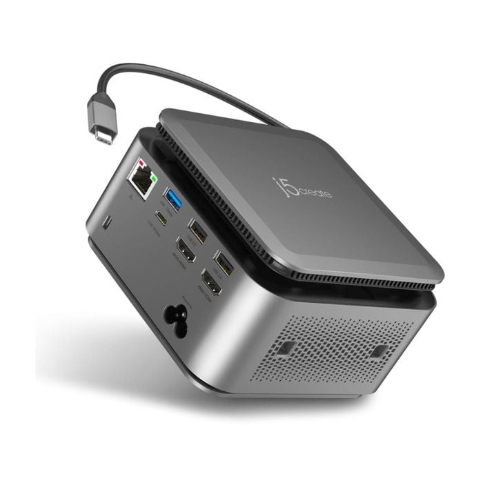 J5create 14 Port Usb-c Powerbase Display Extender Docking Station W/ 100w Pd