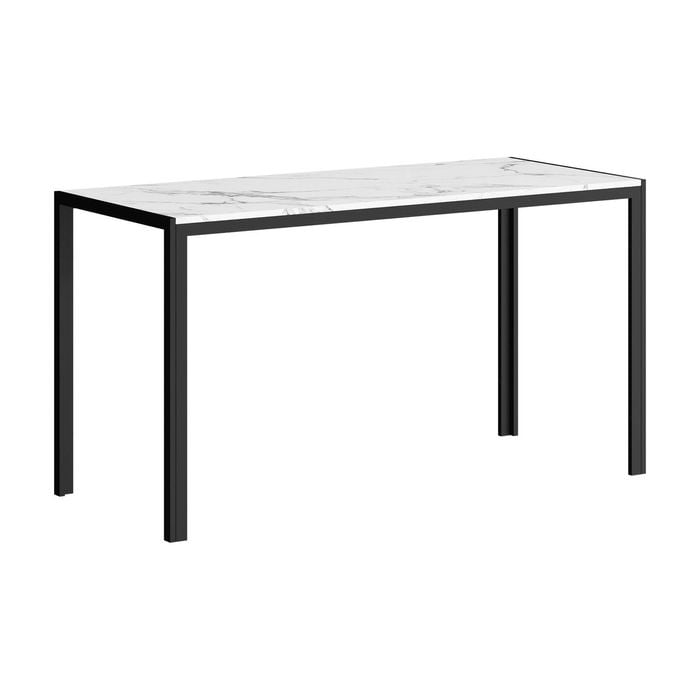 Oikiture 140cm Dining Kitchen Table With Metal Leg White&Black