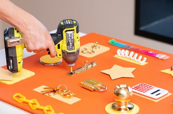 Attach hardware with screws to make sure each piece is tightened properly