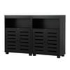 Oikiture 2x Buffet Sideboard Storage Cabinet Slatted Doors Black
