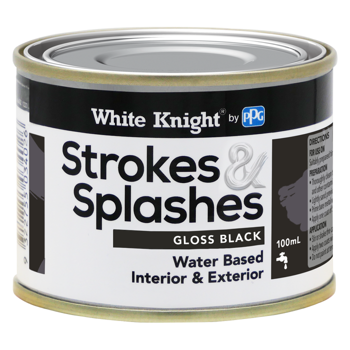 White Knight 100ml Black Gloss Strokes And Splashes Paint