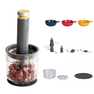 Catzon Mini Electric Food Processor Multifunctional 4 Bowls 3 Blades Nested Storage