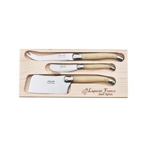 Laguiole Jean Neron Cheese & Paté Knife Set With Cleaver - Light Horn