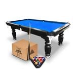 A Man & His Cave Classic 7ft Slate Pool/Billiards Table Black/Blue Felt
