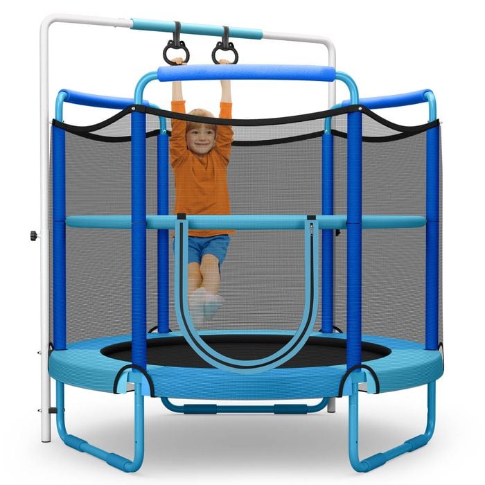 Costway 143-163cm Game Trampoline W/enclosure Net Spring Pad Rebounder