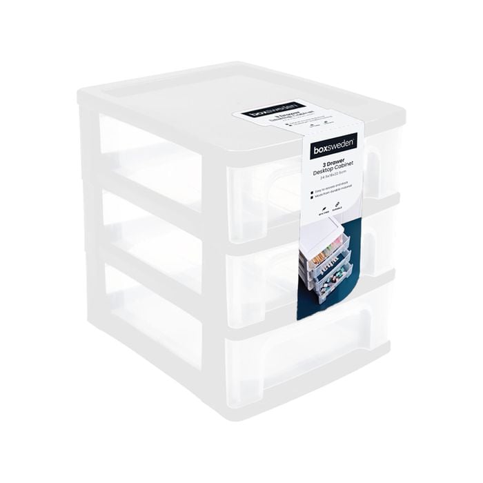 Boxsweden 24.5 x 18 x 22.5cm White Small 3 Layer Storage Drawer