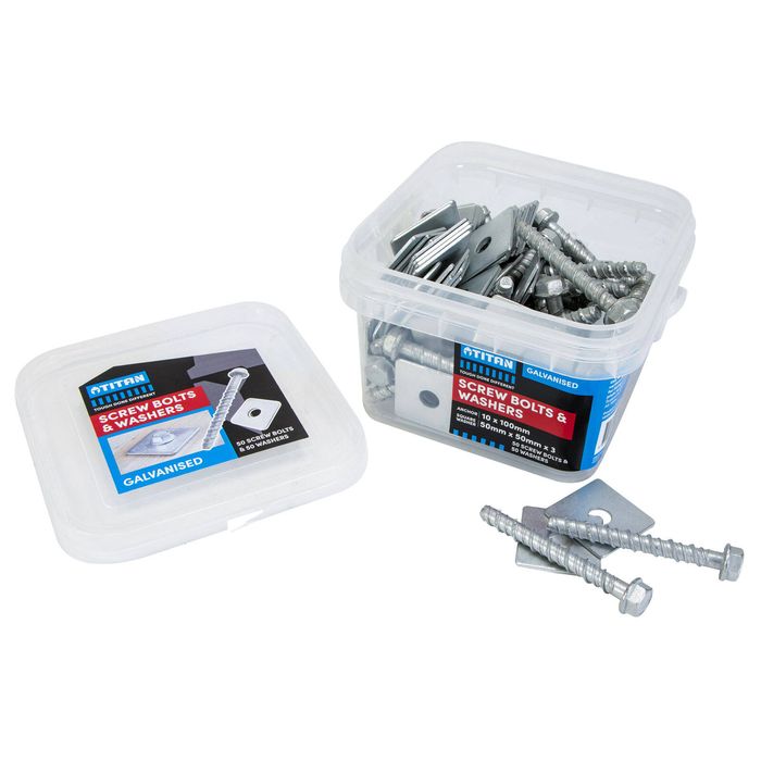 Titan Fasteners M10 x 100mm Masonry Anchor Screw GAL with Washers - 50 Pack