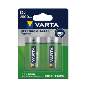 Varta 2500mAh D Rechargeable Batteries - 2 Pack