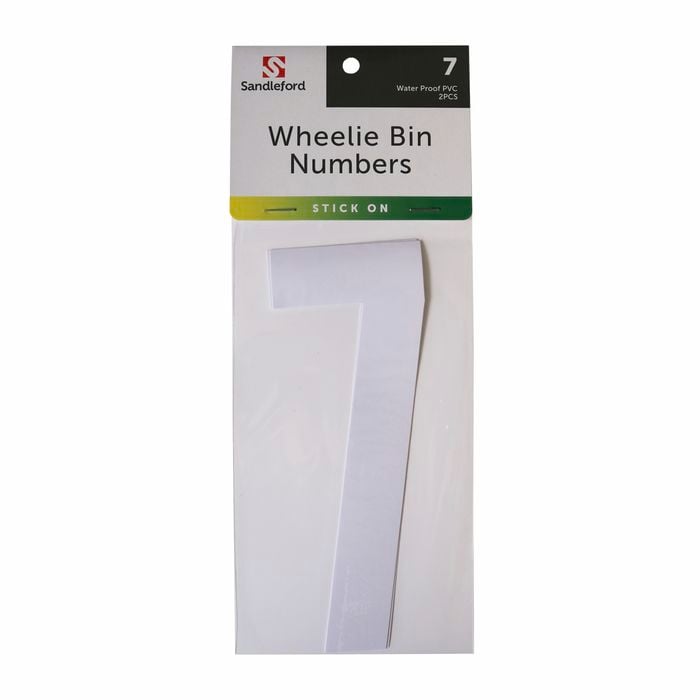Sandleford 175mm White Self Adhesive Wheelie Bin Number 7