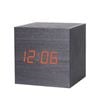 Catzon Modern Black Wooden Alarm Clock Thermometer Calendar-red