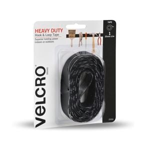 VELCRO® Brand 25mm x 1m Black Heavy Duty Hook And Loop Tape
