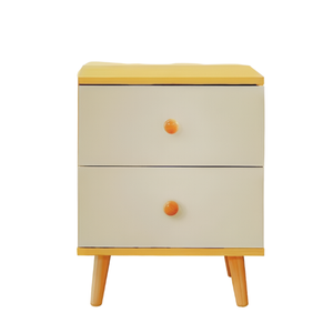 NNECN Wooden Bedside Cabinet with Two Drawers and Sturdy Legs